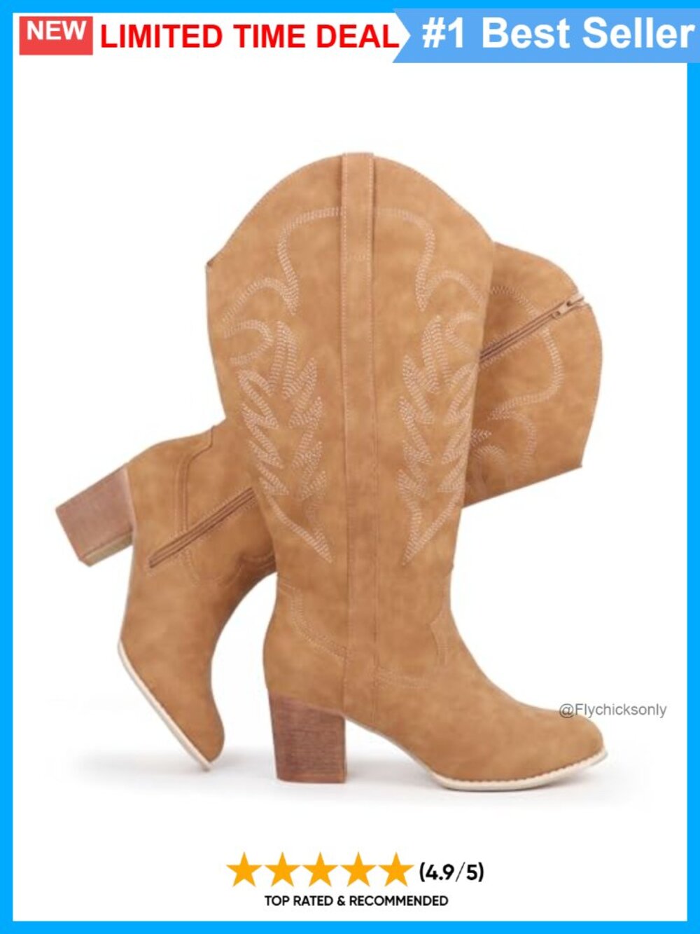 Extra Wide Calf Cowboy Boots Embroidered Western Knee High Block Heel